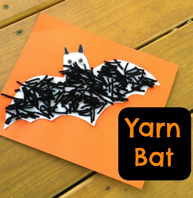 03-yarn bat - 10 Easy Halloween Bat Crafts for Kids - Bats Art Projects, Toilets Paper Roll Bats, Foam Bats. Hang around the house as October is Bat Appreciation Month