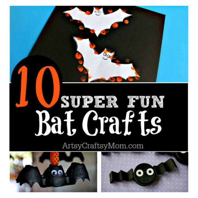 10 Easy Halloween Bat Crafts for Kids - Bats Art Projects, Toilets Paper Roll Bats, Foam Bats. Hang around the house as October is Bat Appreciation Month http://sumo.ly/azAd