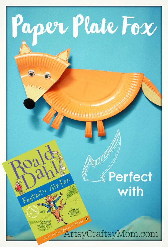 Artsy Craftsy Mom | This week, we made a Paper Plate Fantastic Mr. Fox Craft – perfect for World Book day, when you are enjoying the book or celebrating Roald Dahl day! Easy to cut and assemble. Frugal , fun puppet to make at home. Also goes with books - The Fox in the Dark, Bedtime in the Meadow (Padded Board Books) , Fox in Socks ,What Does the Fox Say?, I Love You Because You're You, Red Riding Hood 