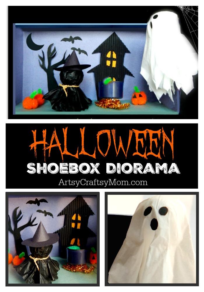 Here is a special Halloween diorama that is fun to make and play with too! Made of basic craft supplies and recycled materials, this is a must try craft!