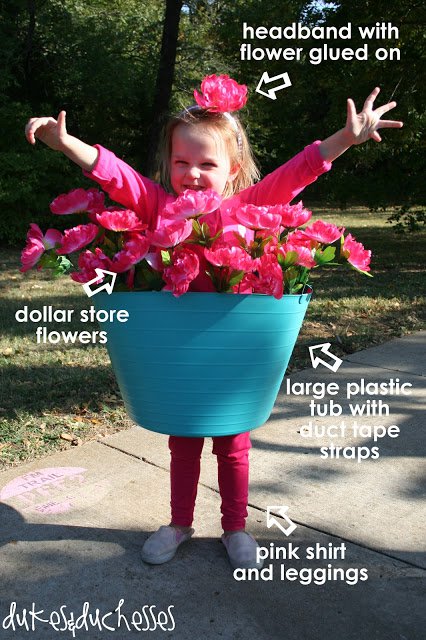 last minute DIY flower pot costume - Try these 21+ Last minute Halloween costume ideas that are both creative and easy and you can pull off in less than one hour. Minions, bandits, dolls and more