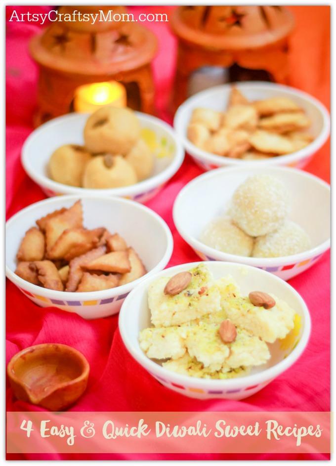 4 Easy & Quick Diwali Sweet Recipes- 4 Easy & Quick Diwali Sweet Recipes- Make quick Diwali Sweets Recipes like Nariyal ladoo, besan ladoo, Instant Kalakand and Shankarpali. Perfect for conversations, laughter and family time.