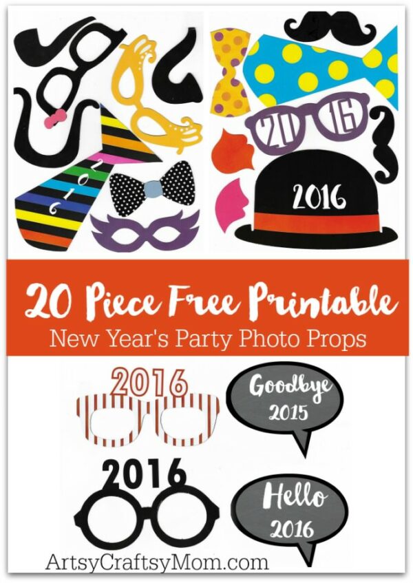 20 Free Printable New Year's Photo Props - Artsy Craftsy Mom