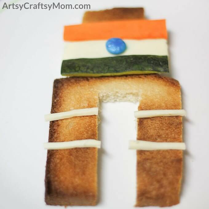 Make this fun Tricolor India Gate food art with your kids to celebrate republic day. Easy no cook, no bake instant snack for kids to make and eat.