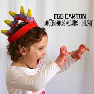 Egg Carton Dinosaurs Hat. Who ever said that hats were out of style? Join your kids in bringing hats back with these creative hat crafts for National Hat Day.