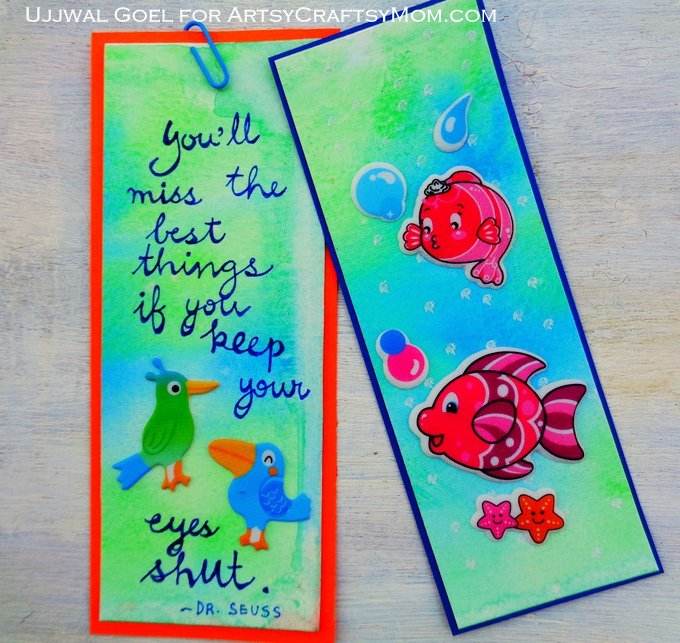 Easy Watercolor Bookmarks - colorful bookmarks using simple watercolor techniques and materials! Easy to make, lots of fun and make perfect gifts.
