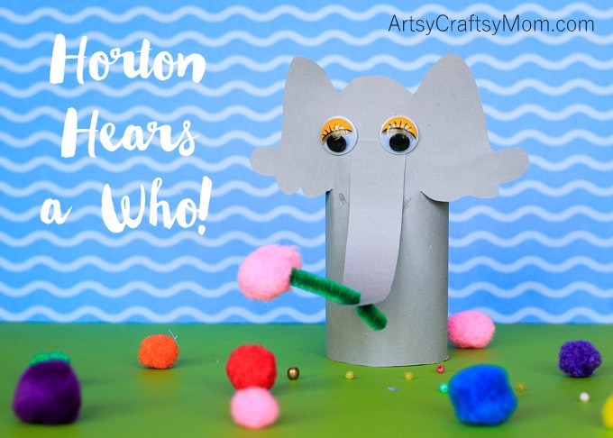 Celebrate Dr. Seuss' birthday themed day filled with our Horton Hears a Who Dr Seuss Craft, book, and of course, the movie. Easy paper elephant holding a pink clover