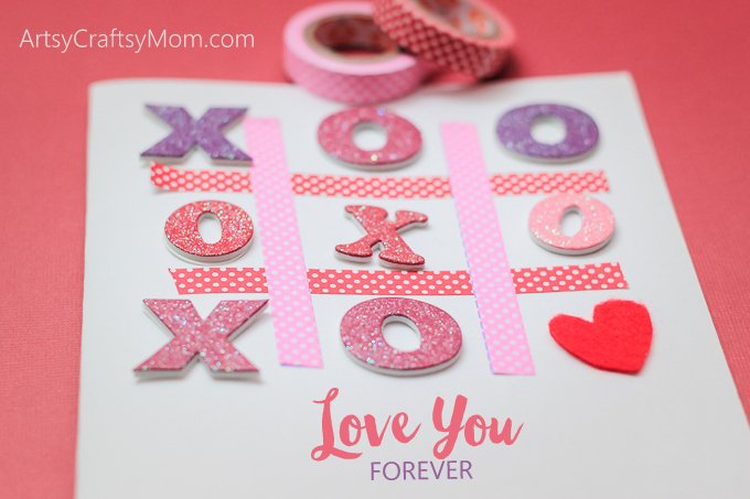 Treat your valentine to a unique handmade Tic-Tac-Toe XOXO Valentine Card with a message Love you forever to make them feel extra special and really loved