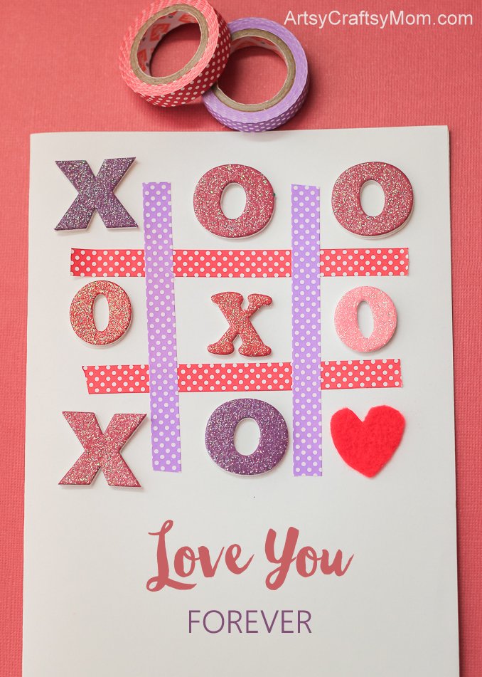 Treat your valentine to a unique handmade Tic-Tac-Toe XOXO Valentine Card with a message Love you forever to make them feel extra special and really loved