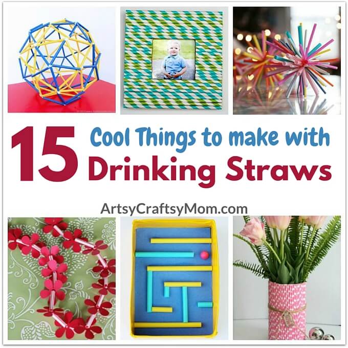 Drinking Straw Crafts - 15 Cool Things to Make with Straws at home. Straw Flowers, decorations, 3D models, and more!
