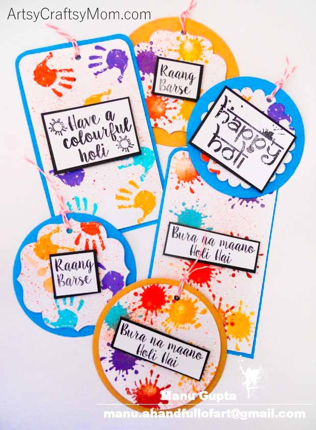 This Holi, add a touch of handmade love to your gifts and sweets by making Colorful Holi Gift Tags for the gifts - Paint splatter, Colorful and joyous to celebrate the Indian festival of colors in style