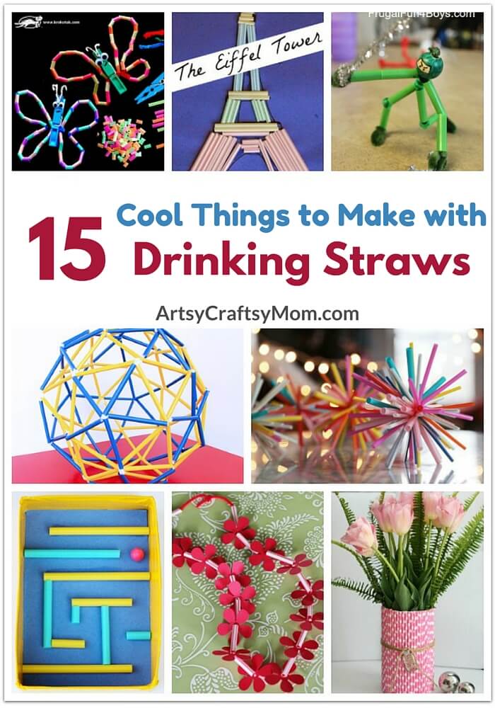 Drinking Straw Crafts - 15 Cool Things to Make with Straws at home. Straw Flowers, decorations, 3D models, and more!