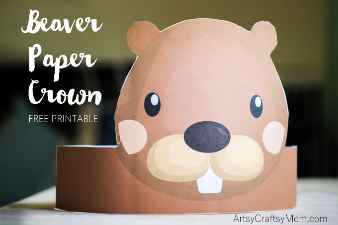 Create your own Beaver Paper Crown for National Beaver Day. Print, cut & glue. Enjoy when studying beavers, for National Beaver Day or perhaps for Canada Day too. Free Printable PDF in full color & another with an option to color in. 