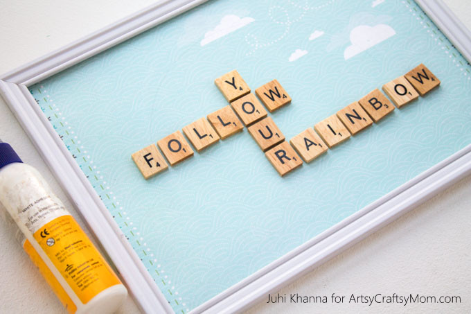 This National Scrabble day, why not make a Scrabble Tile Craft - Follow your Rainbow Nursery Wall Art . This project is simple to make and uses recycled Scrabble game pieces.
