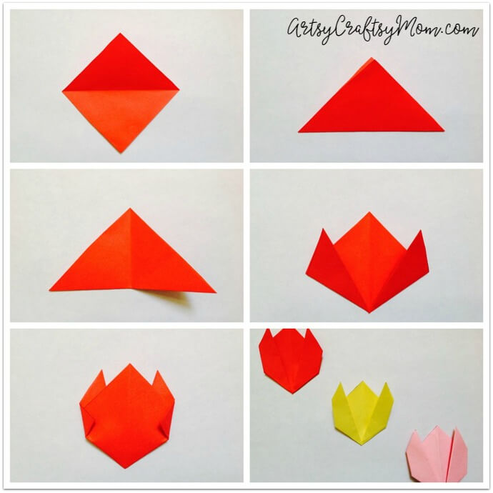 könnyű Origami tulipán kézműves gyerekeknek - a tökéletes origami tavaszi kézműves vagy akár szebb beépített egy Anyák napi kártyára.'s Day Card.