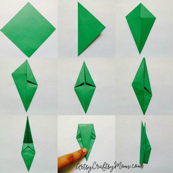 Easy Origami Tulip Craft for Kids - a perfect origami spring craft or even lovelier incorporated into a Mother's Day Card.