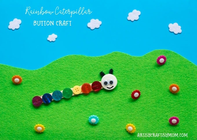 Rainbow Button Caterpillar Bookmark 4a