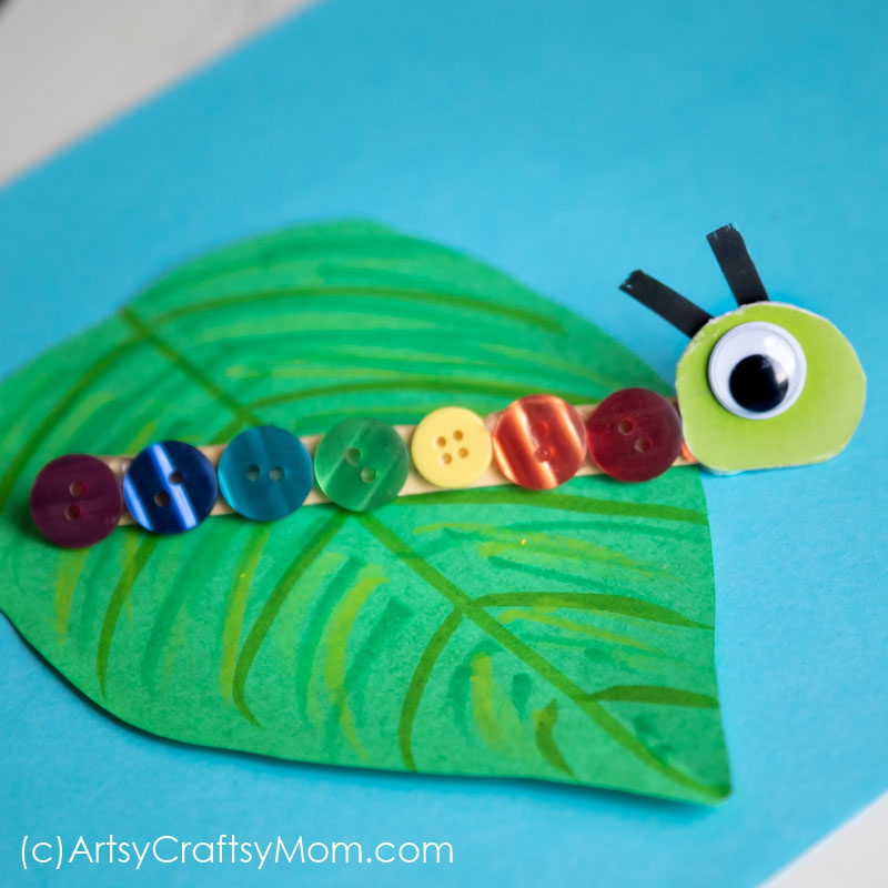 Our Rainbow Caterpillar Bookmark Craft using Buttons is a Perfect craft to accompany the book, The Very Hungry Caterpillar!