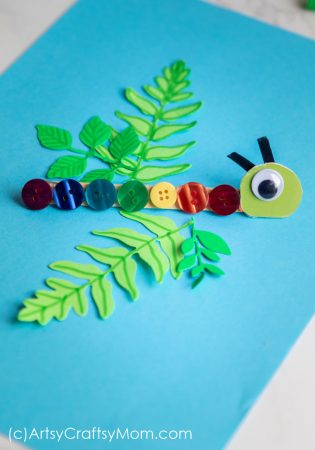 Our Rainbow Caterpillar Bookmark Craft using Buttons is a Perfect craft to accompany the book, The Very Hungry Caterpillar!
