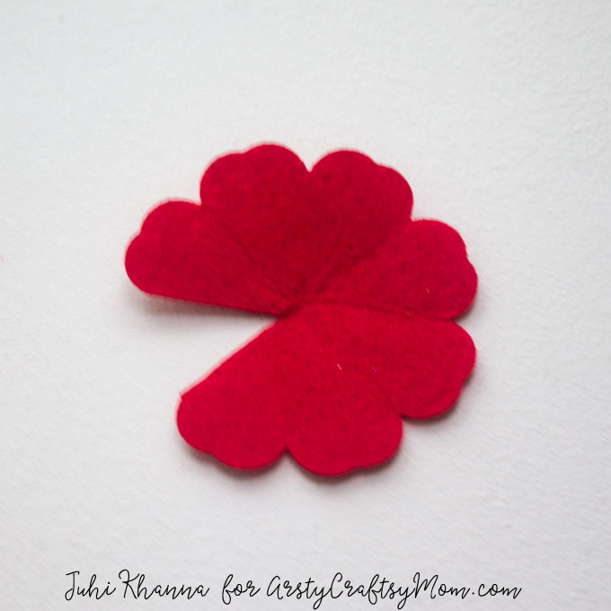 Red Poppy Flower Craft using felt & button-2a