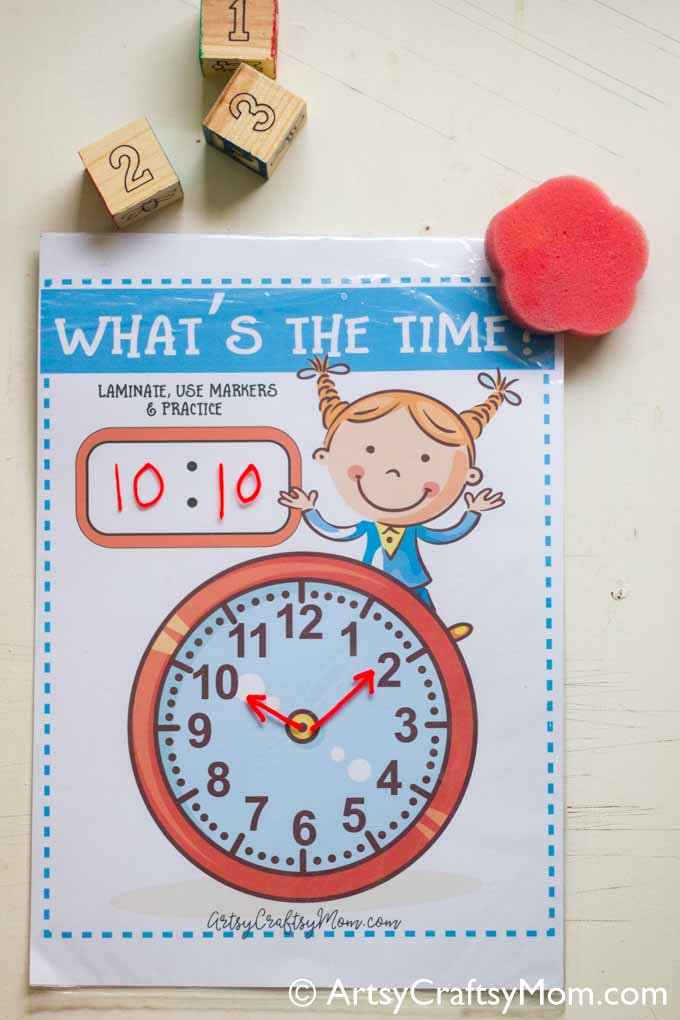 Our What's the time clock free printable is easy to use and very flexible. Print, laminate & use a marker to practice time problems for grade 3 to grade 5