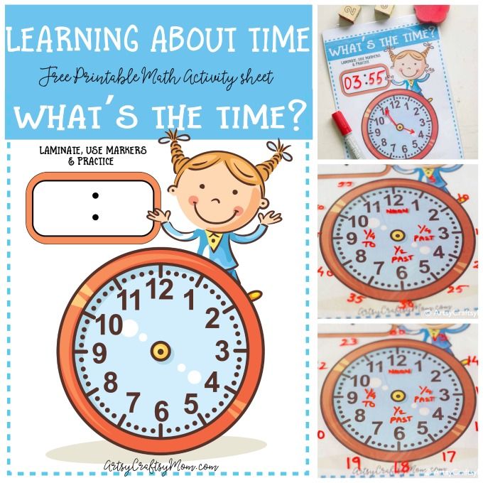 Our What's the time clock free printable is easy to use and very flexible. Print, laminate & use a marker to practice time problems for grade 3 to grade 5