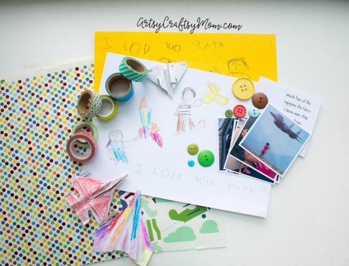Turn your kids' artwork into something special for Dad - make a one-of-a-kind, customized Father's Day Scrapbook Layout!