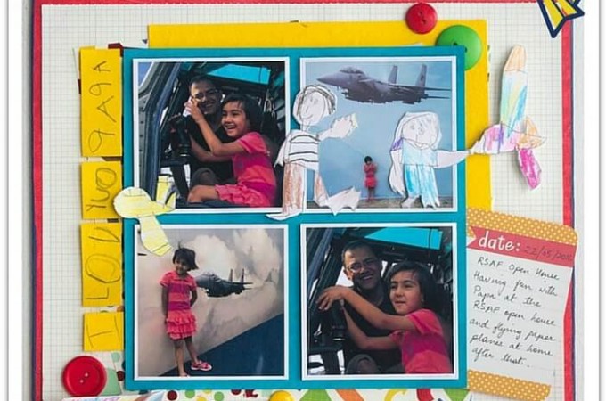 Turn your kids' artwork into something special for Dad - make a one-of-a-kind, customized Father's Day Scrapbook Layout!