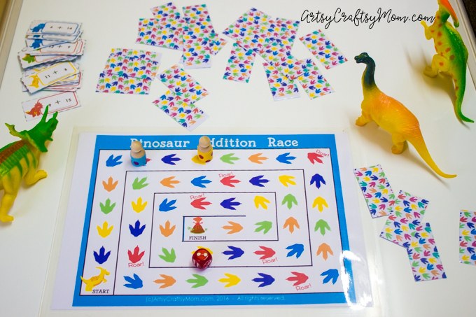 You child is sure to love this Printable Dinosaur Addition Game! Includes 48 editable addition cards & examples to use it to practice Common Core Math Sums.