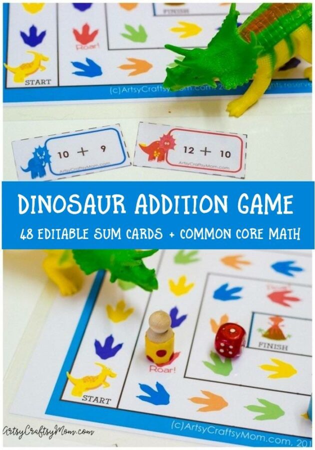 Printable Dinosaur Addition Game1