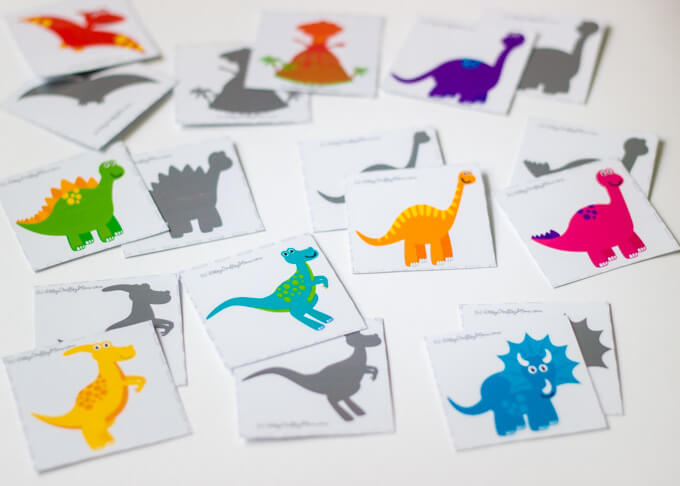 Dinosaur Shadow Matching Memory Printable Game is a fun way to develop your child's memory! Be the fastest to match dinosaur eggs, mirror images & shadows .