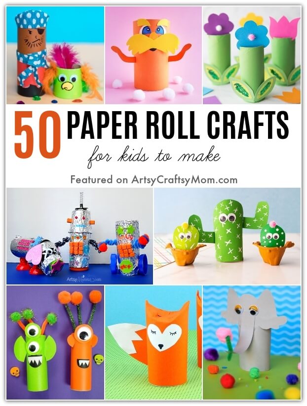 Save up all those empty toilet paper rolls, because we've got a list of 50 super cute paper roll crafts for you and your kids to make and play with!
