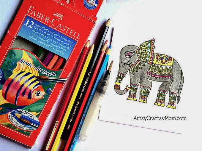 Madhubani elephant bookmark Step-5