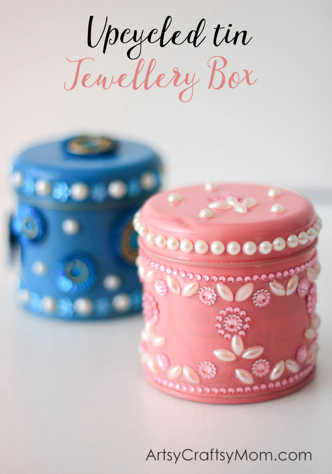 Kidmade Upcycled Tin Jewellery Boxes - use these boxes to store small knick-knacks & jewellery or even as a handmade birthday, Mother's Day or holiday gift.