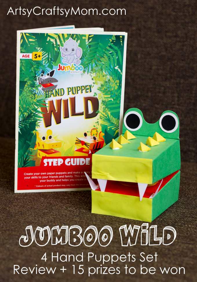 We are reviewing the Jumboo Hand Puppet WILD animal set + 15 kits giveaway with ArtsyCraftsyMom.com