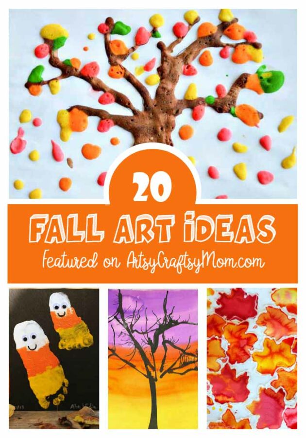 Jump into autumn with these 20 Fall Art Ideas for kids. Read on for plenty of kids' fall art projects including fall leaf painting, fingerprint corn,apple print pumpkins, footprint ghosts & more easy to make art projects for children