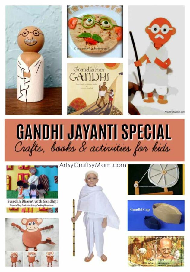 Celebrate Mahatma Gandhi's birth anniversary, on October 2nd,  with some Gandhi Jayanti Crafts, Video & Activities for kids!