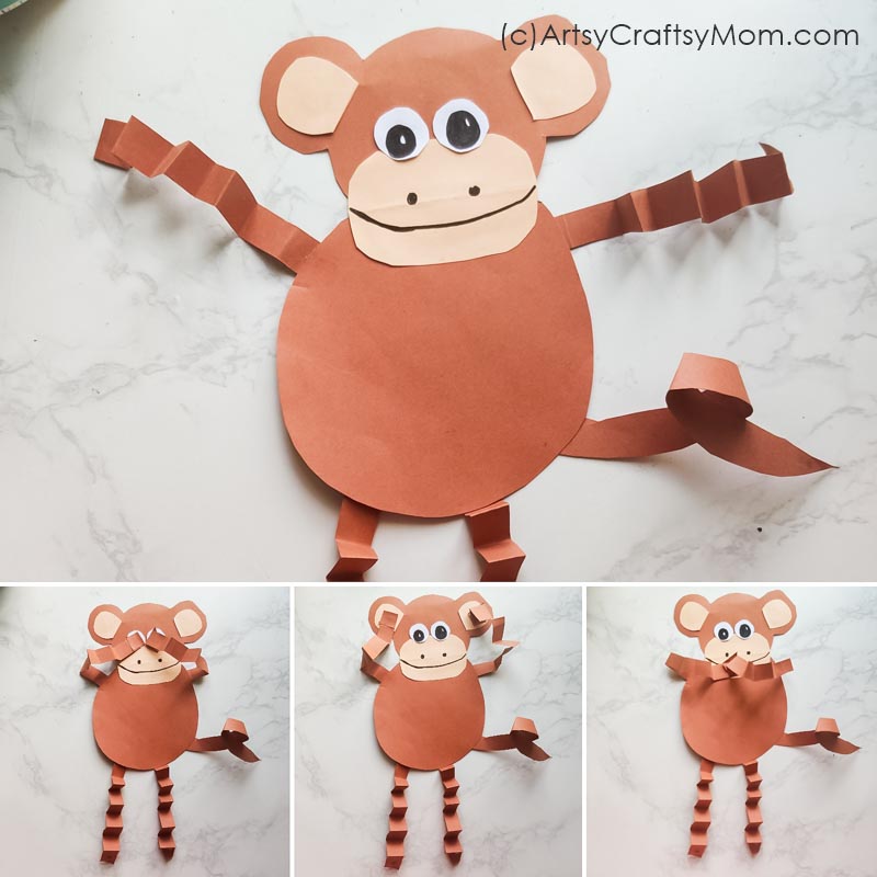 Gandhi Jayanti 3 Monkey Craft with Free printable Artsy Craftsy Mom