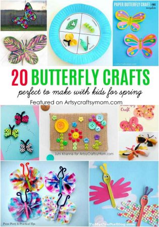 Check out 20 Best Butterfly Crafts for Kids perfect for Spring. Crafts and activities about butterflies for early childhood education classrooms. #butterflycrafts #artsycraftsymom #kidscrafts