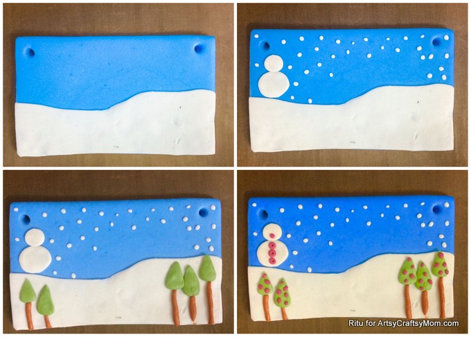 Personalize your child's room with a winter themed kid-made Clay Nameplate, made with homemade porcelain clay. Really easy to make and great to gift too!