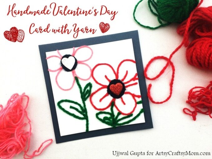 Step away from the pipe cleaners and googly eyes and try something different, like this kid-made Valentine's Day Card with Yarn! Great for kids of all ages!