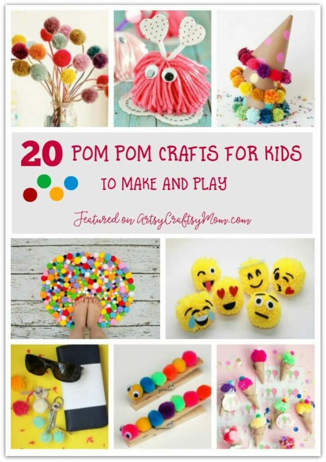Pom poms are so fluffy and colorful! Here are 20 Pretty Pom Pom Crafts for Kids to make and have fun playing with afterward!