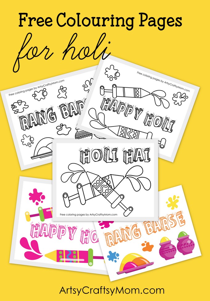 Holi colouring pages free