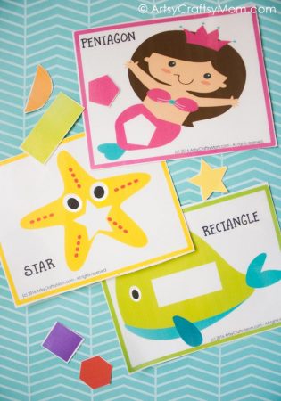 This Montessori-inspired Printable Under the Sea Theme Shape Match develops motor skills and is perfect to teach kids about shapes, colors and sea animals!