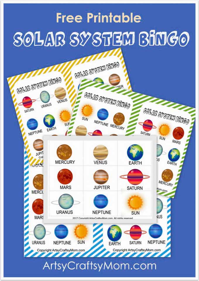 Let the kids truly appreciate our planet by understanding it's position in space, all thanks to this Free Printable Solar System Bingo game!