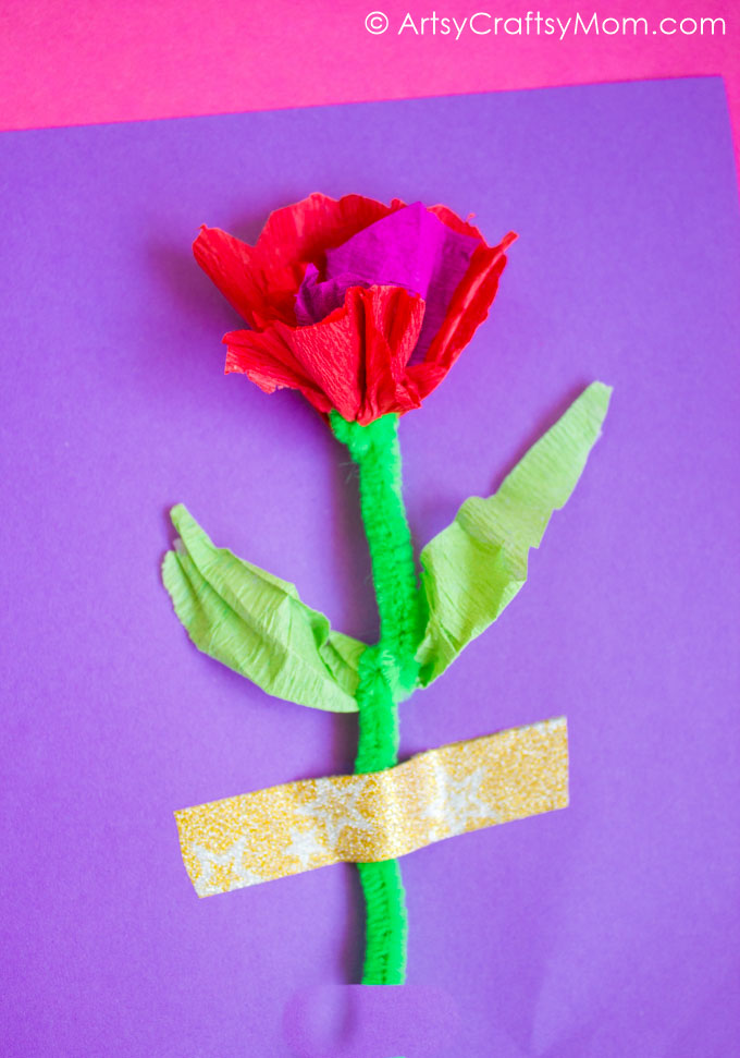 This Mother's Day surprise your mom with these DIY camelia like Handmade Crepe Paper Flower Cards!