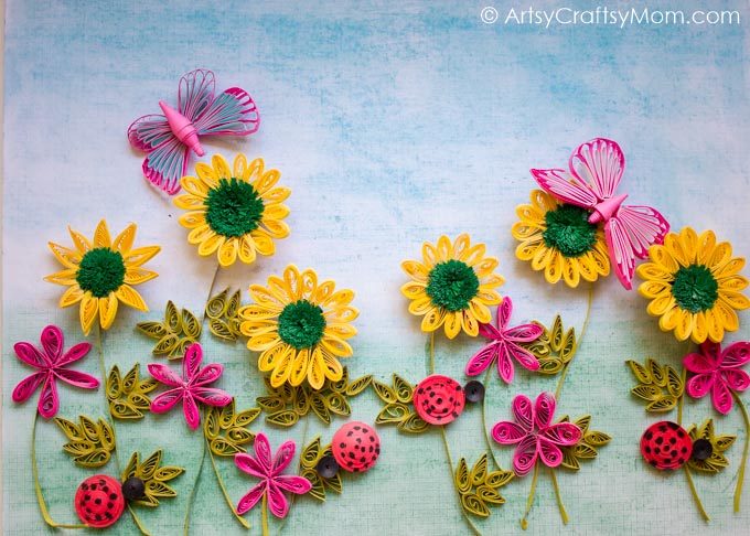 Infuse the essence of spring in your home with a Flower Garden Paper Quilling Wall Art! With flowers, butterflies & lady bugs, this sure is a pretty garden!