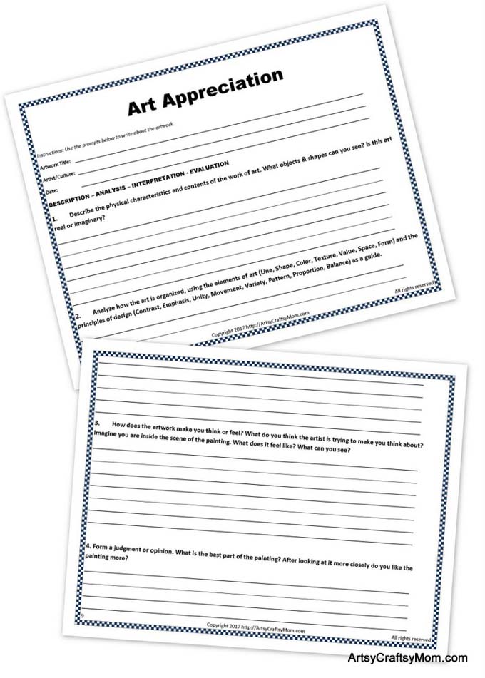 Art Appreciation worksheet 1