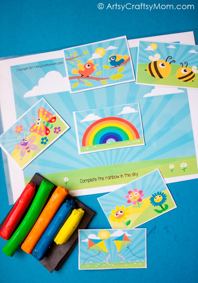 Toddlers and preschoolers will love these Spring Themed Play Dough Mats! Develop fine motor skills & improve concentration while having fun with play dough!