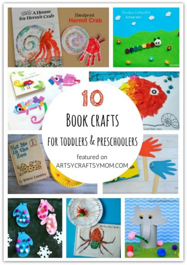 Don't let little kids feel left out when crafting! Here are 10 Book crafts and activities for toddlers and preschoolers, designed specifically for them!